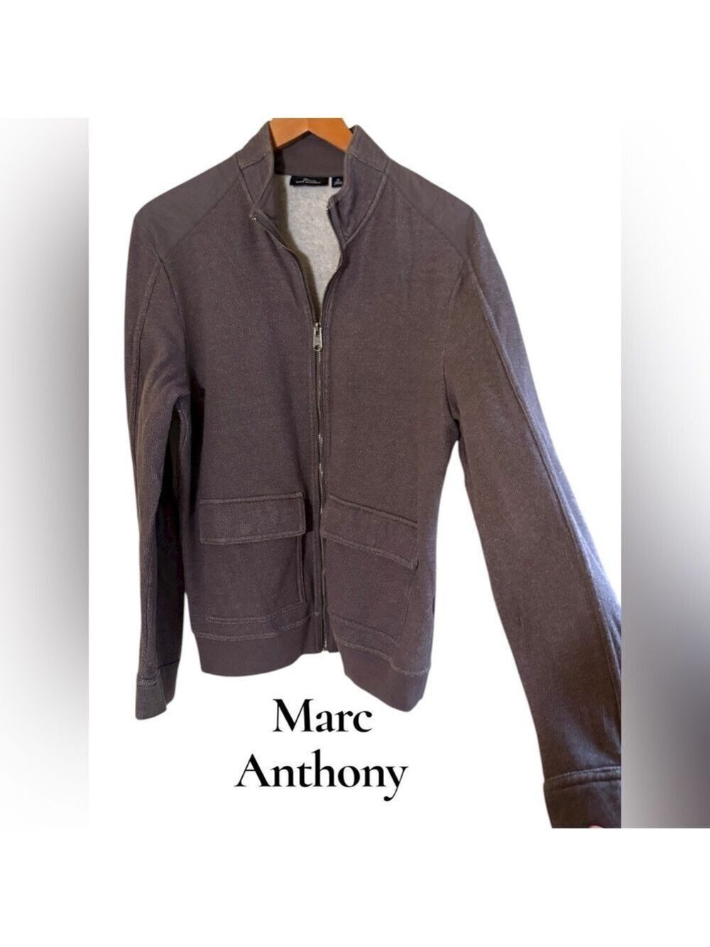 Marc Anthony- Men’s Medium full zip jacket. Dark gray. 2 pockets. Excellent cond - Picture 5 of 11